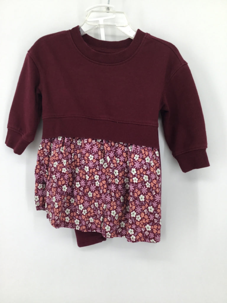 Cat & Jack Child Size 12 Months Burgundy Dress - girls