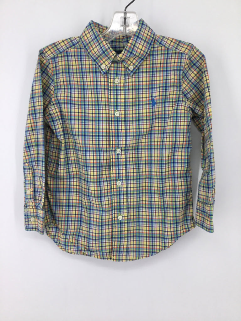 Ralph Lauren Child Size 4 Yellow Plaid Shirt - boys