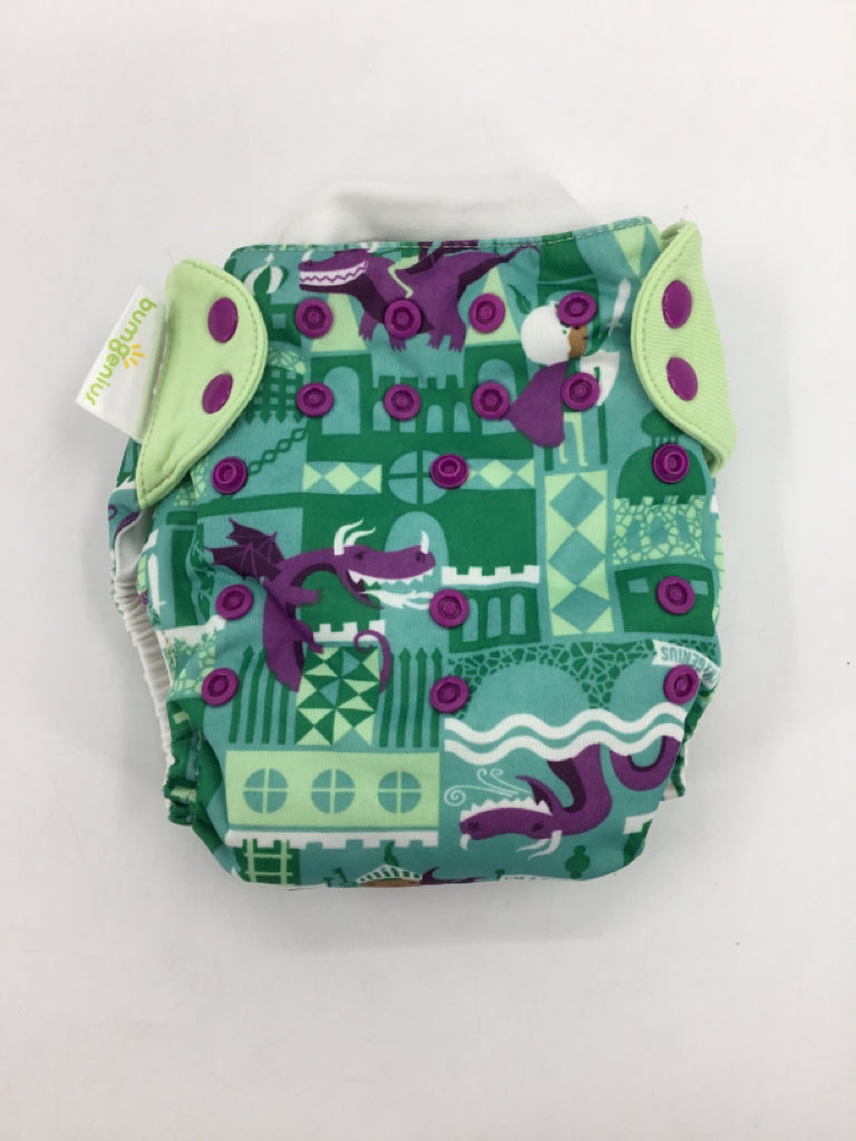 Bum Genius Child Size One Size Green Print Pocket Cloth Diaper