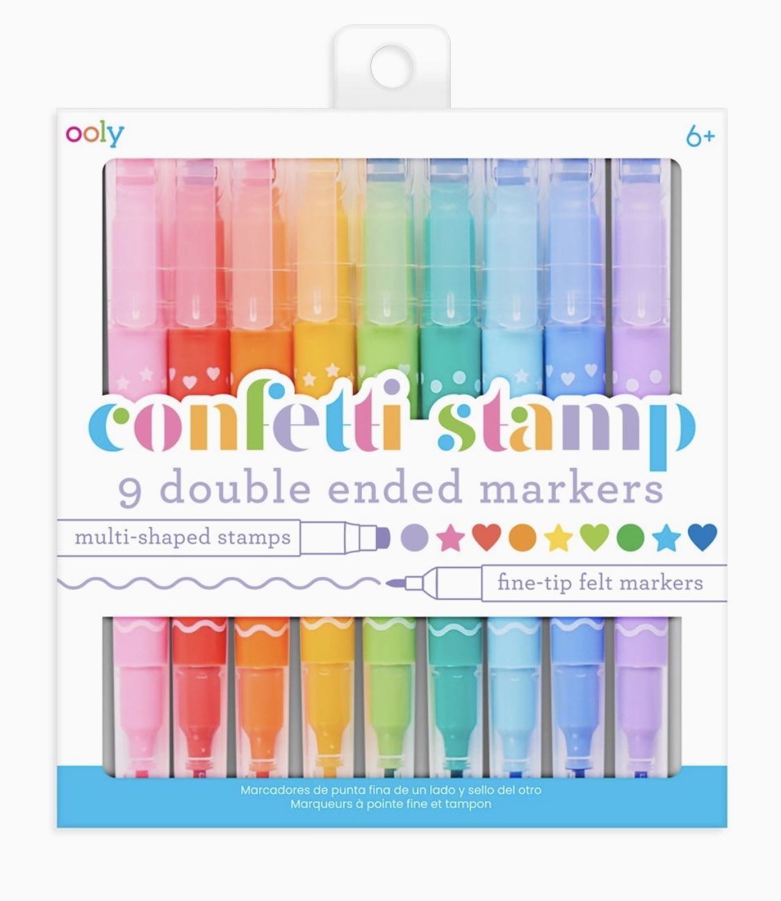 Ooly Confetti Stamp Double-Ended Markers Set of 9