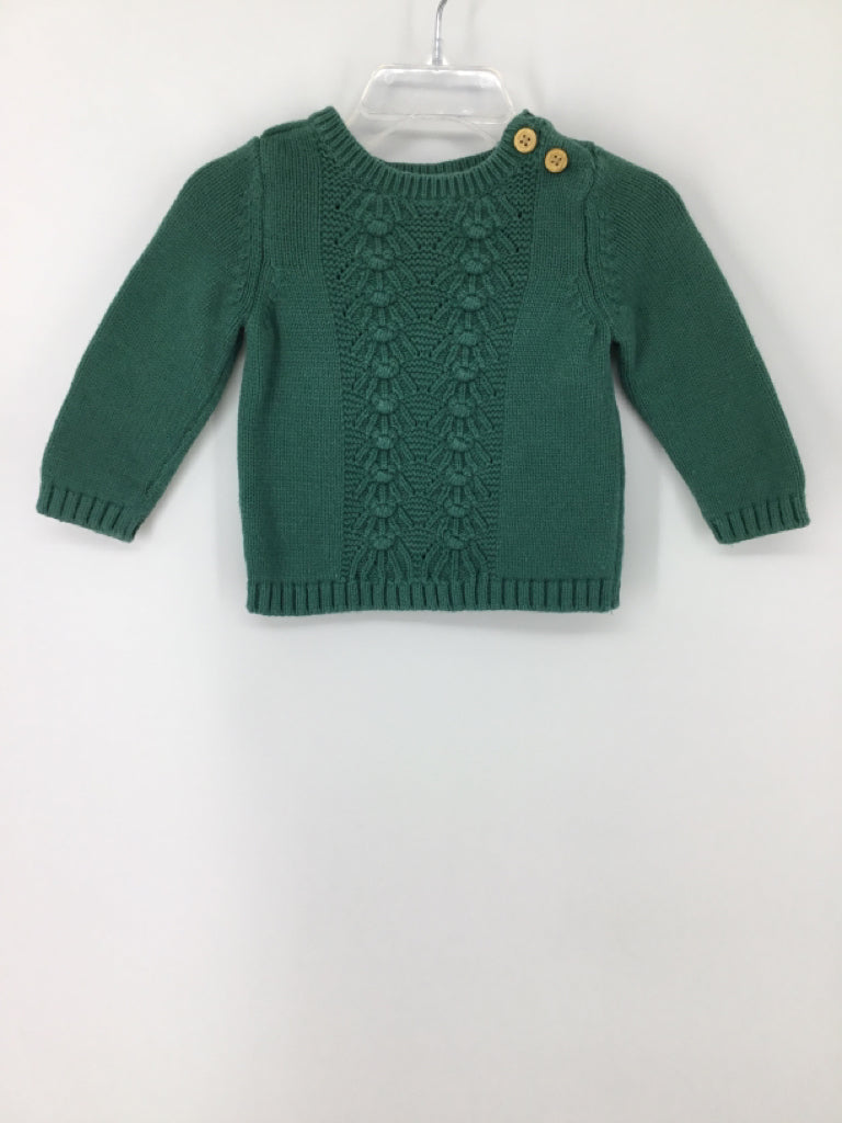 Little Planet Child Size 9 Months Green Solid Sweater - boys