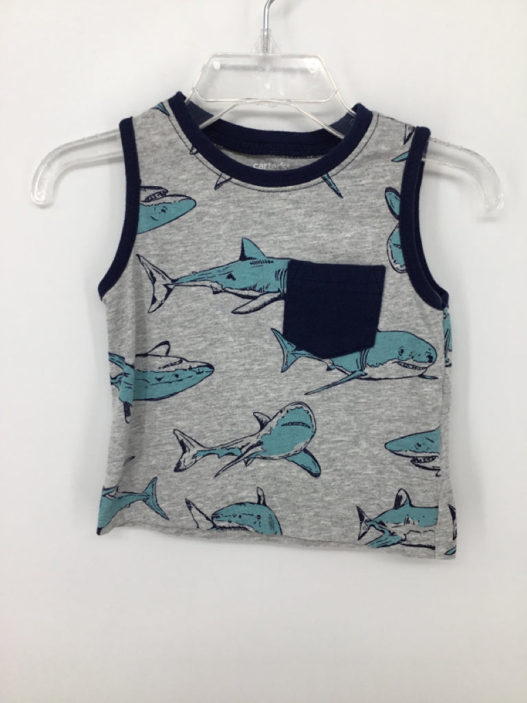 Carter's Child Size 12 Months Gray Sharks Tank top - boys