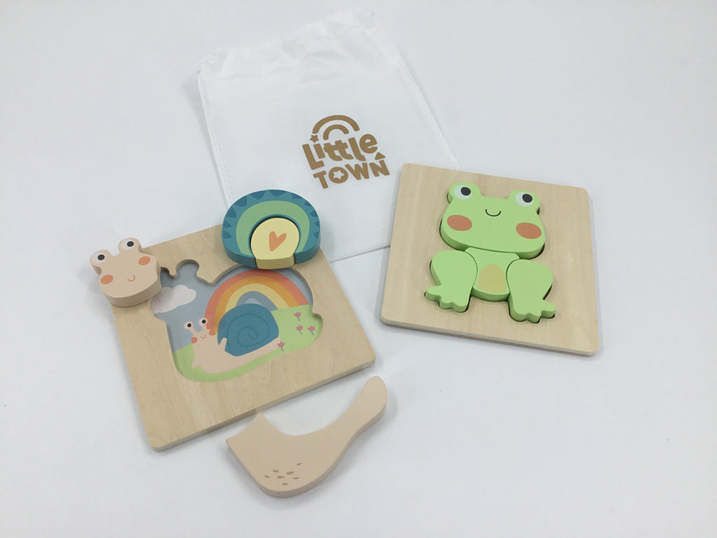 Little Town 4 pc Puzzles Set of 2