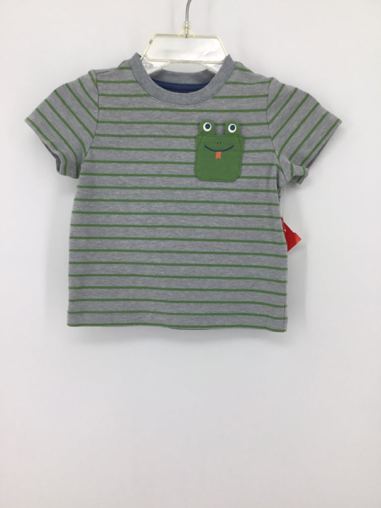 Cat & Jack Child Size 3-6 Months Green Stripe T-shirt - boys
