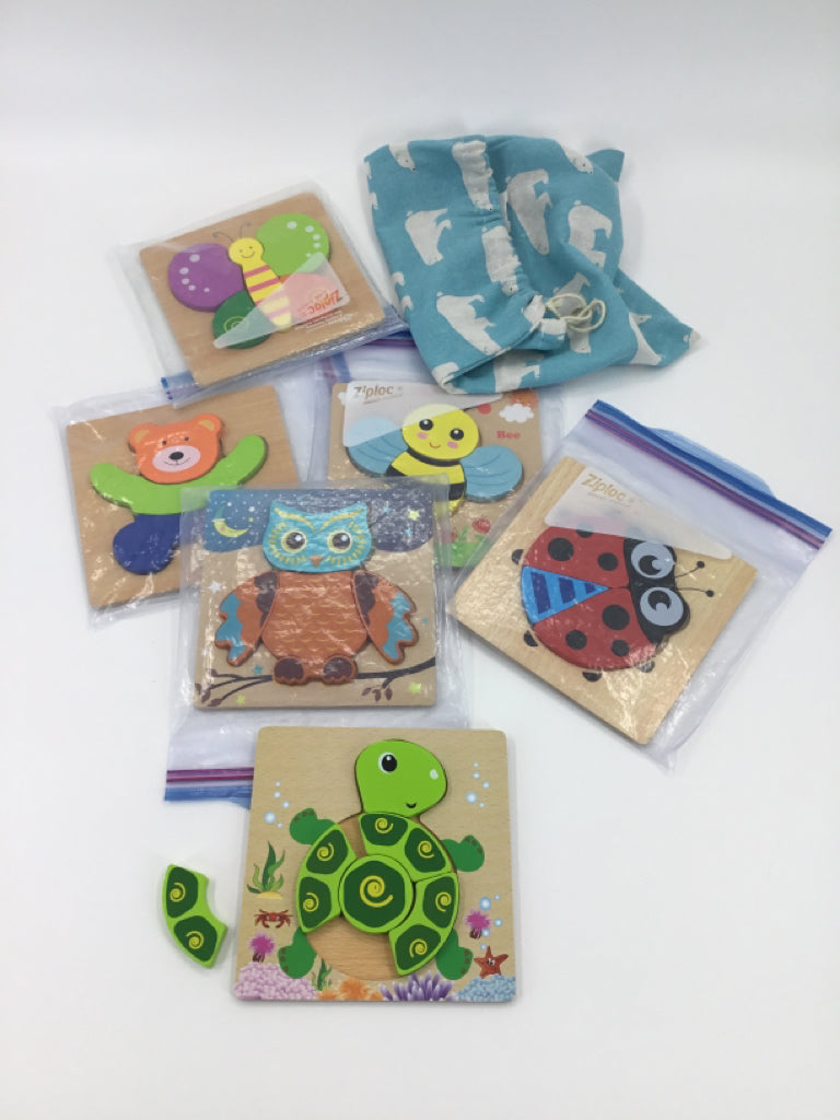 Set of 5 Wooden Puzzles with 5 pcs each