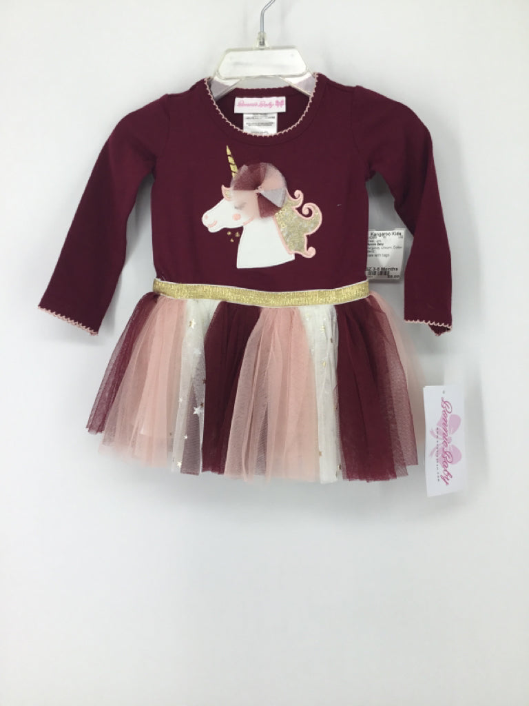 Bonnie Baby Child Size 3-6 Months Burgundy Dress - girls
