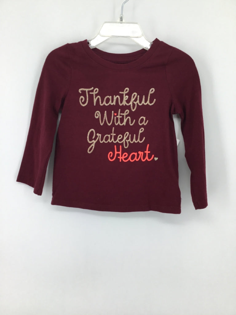 Cat & Jack Child Size 2 Burgundy Thanksgiving T-Shirt
