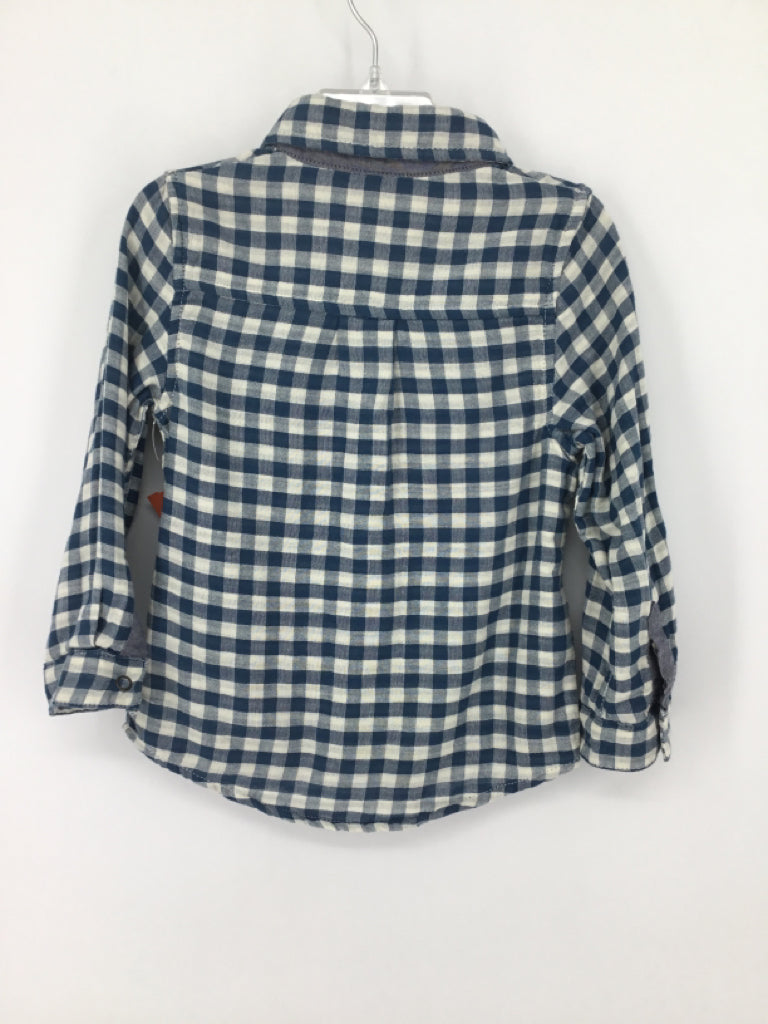 Cat & Jack Child Size 3 Blue Gingham Shirt - boys