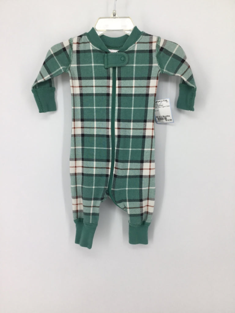 Hanna Andersson Child Size 0-3 Months Green Plaid Pajamas - boys