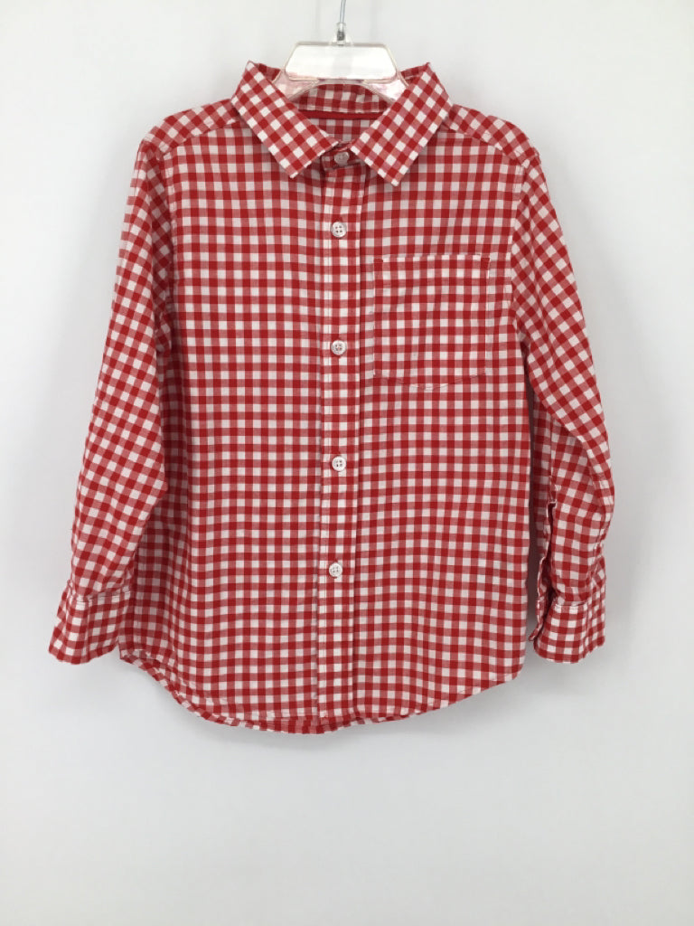 Cat & Jack Child Size 4 Red Gingham Shirt - boys