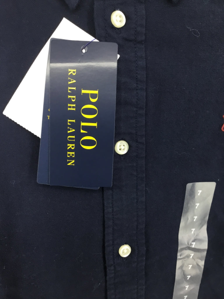 Ralph Lauren Child Size 7 Navy Solid Shirt - boys