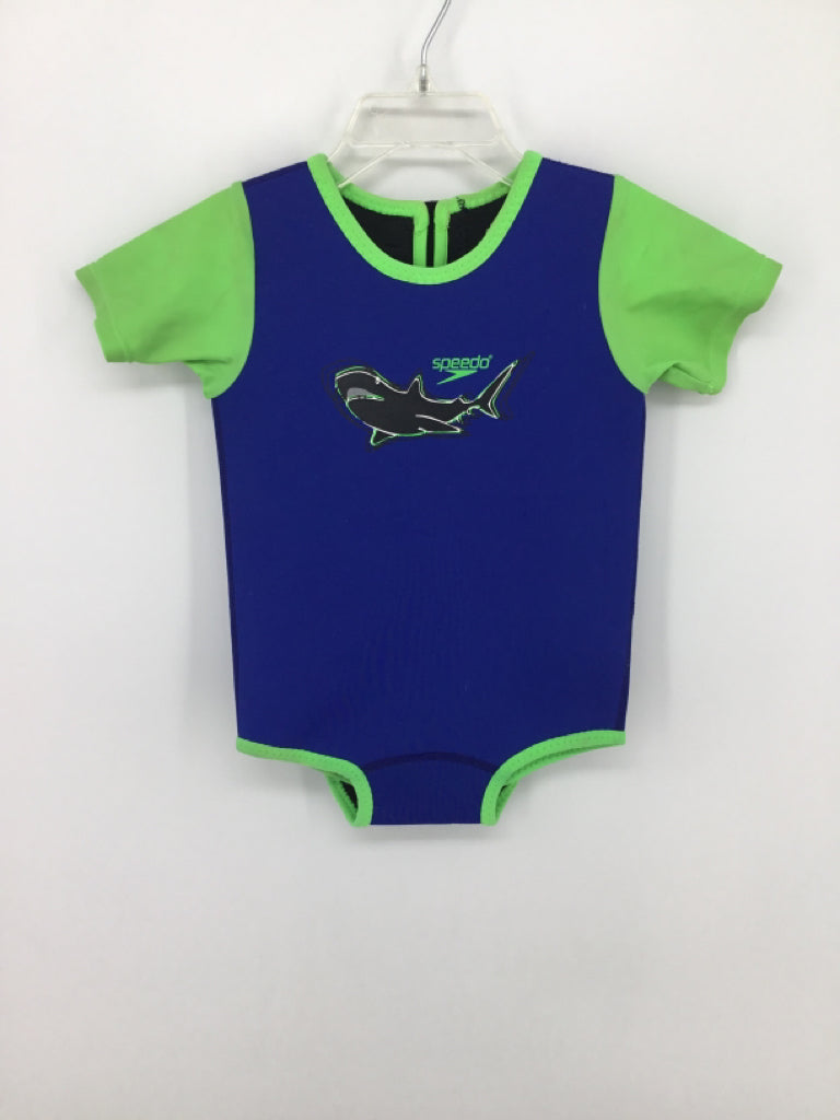 Speedo Child Size 6-12 Months Blue Solid Swimwear - boys