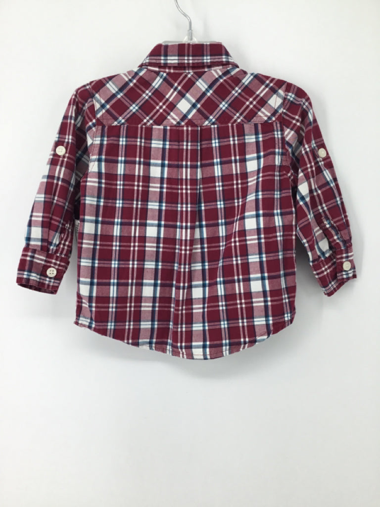 Crazy 8 Child Size 12-18 Months Burgundy Plaid Shirt - boys