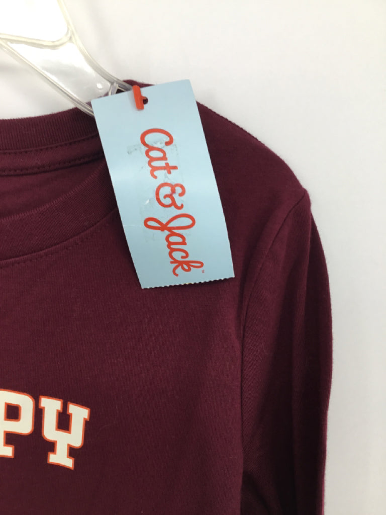 Cat & Jack Child Size 5 Burgundy Thanksgiving T-Shirt