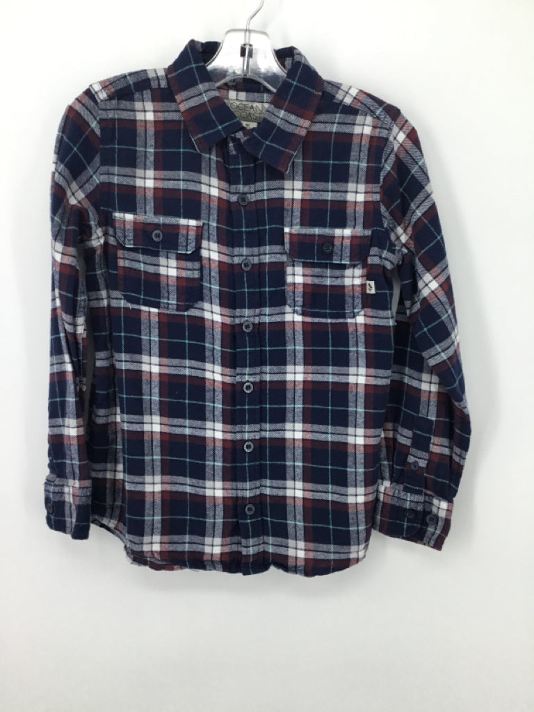Ocean & Coast Child Size 10 Navy Plaid Shirt - boys