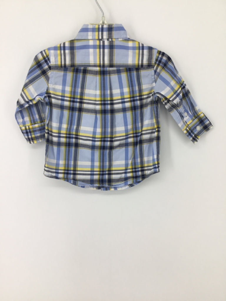 Janie and Jack Child Size 3-6 Months Blue Plaid Shirt - boys