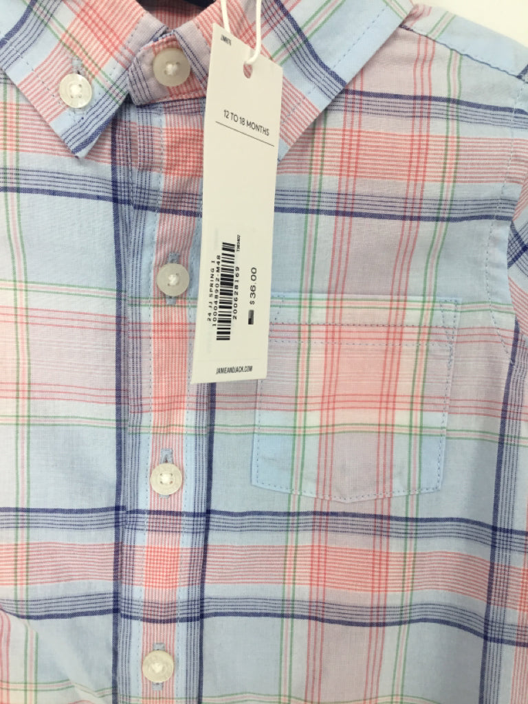 Janie and Jack Child Size 12-18 Months Blue Plaid Shirt - boys