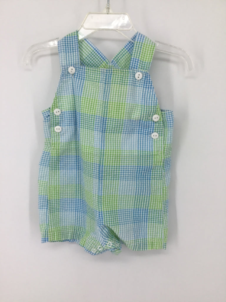 Petit Ami Child Size 3 Months Blue Gingham Outfit - boys