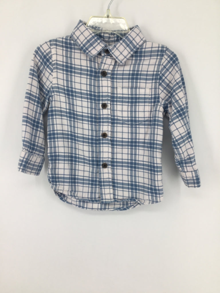 Cat & Jack Child Size 18 Months Blue Plaid Shirt - boys