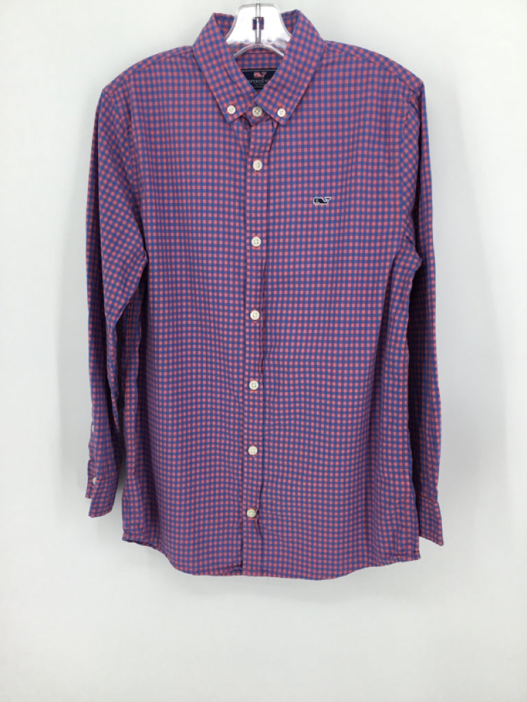 vineyard vines Child Size 12 Pink Gingham Shirt - boys