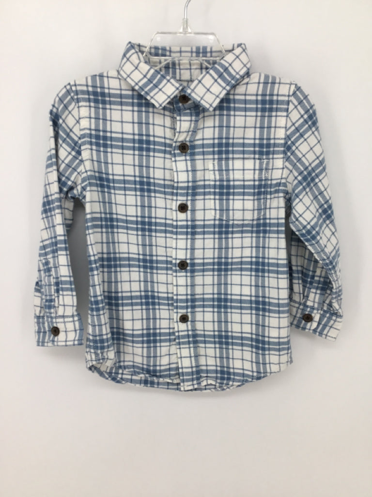 Cat & Jack Child Size 2 Blue Plaid Shirt - boys