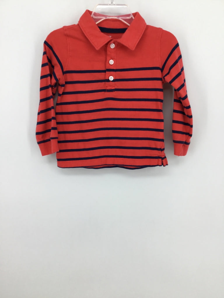 Carter's Child Size 18 Months Coral Stripe Shirt - boys