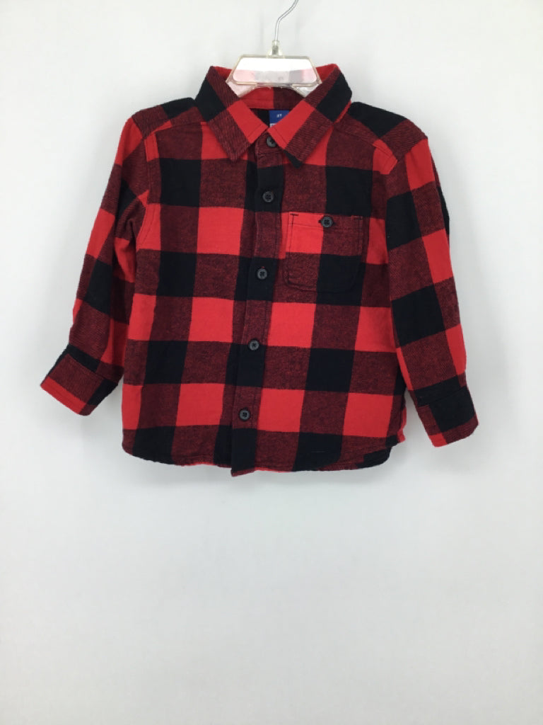Old Navy Child Size 2 Red Checkered Shirt - boys