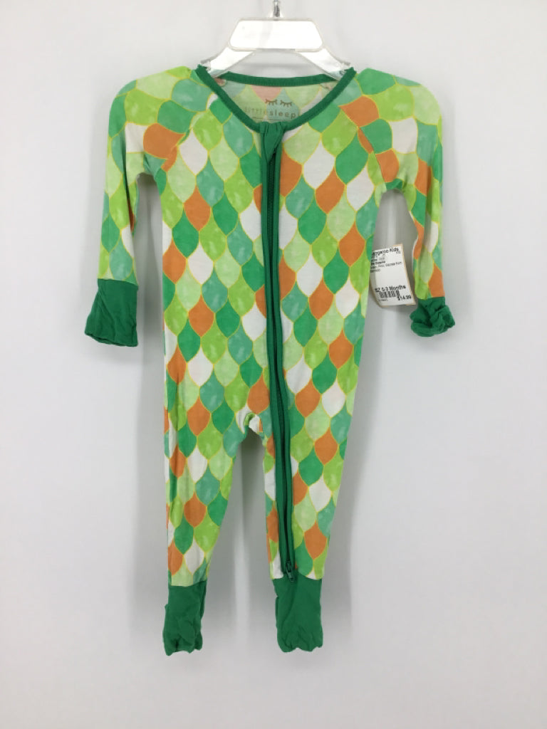 Little Sleepies Child Size 0-3 Months Green Print Pajamas - boys