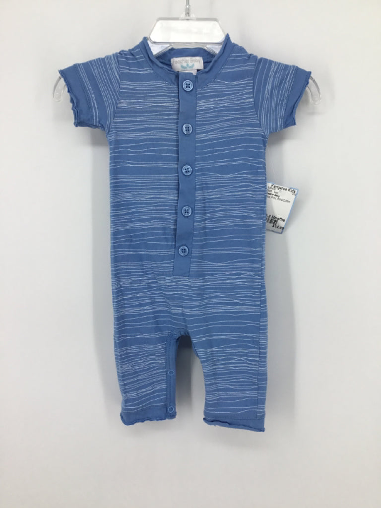 Feather Baby Child Size 0-3 Months Blue Print Outfit - boys