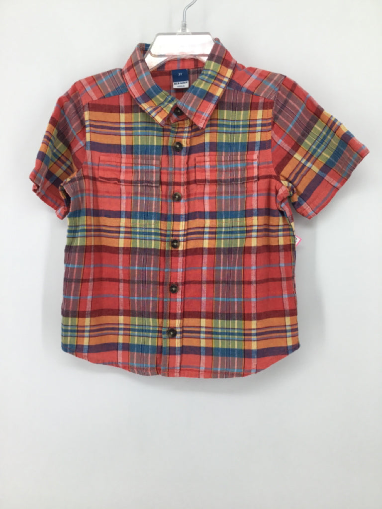 Old Navy Child Size 3 Red Plaid Shirt - boys