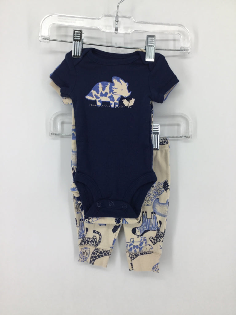 Carter's Child Size 3 Months Navy Print Outfit - boys