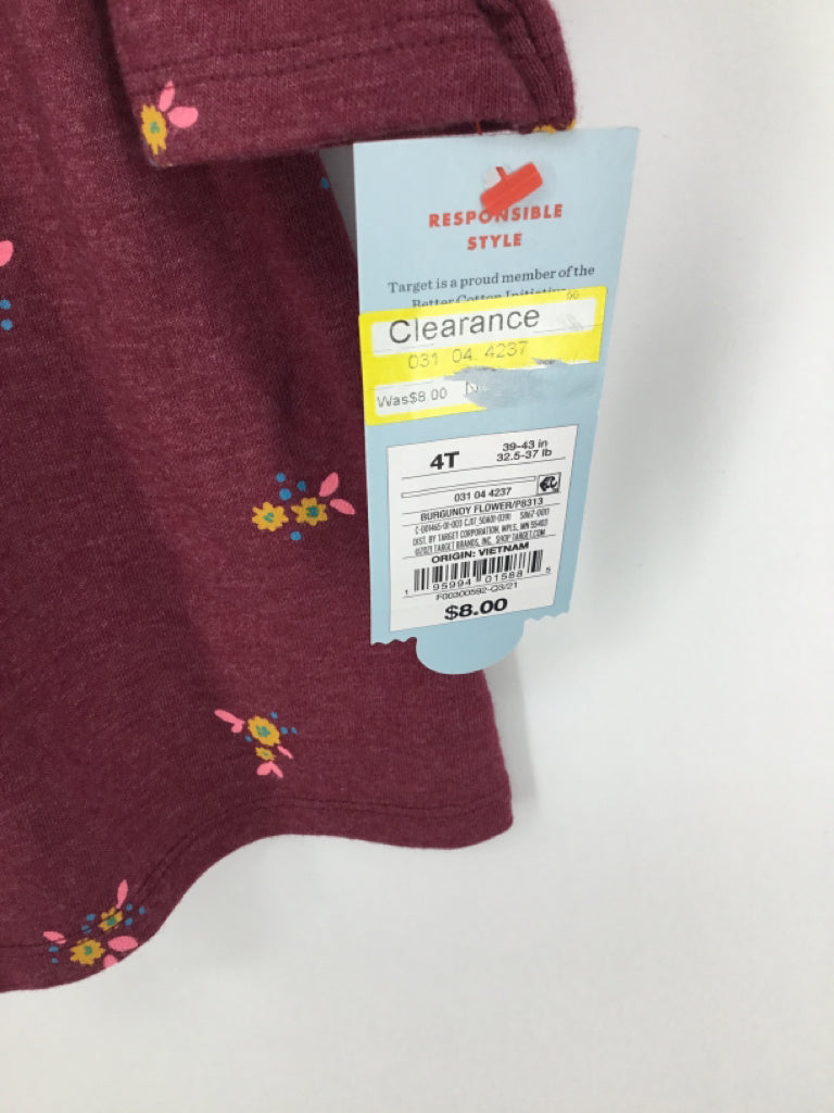 Cat & Jack Child Size 4 Burgundy Dress - girls