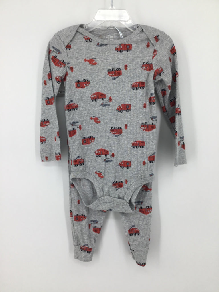 Carter's Child Size 24 Months Gray Fire Truck Outfit - boys