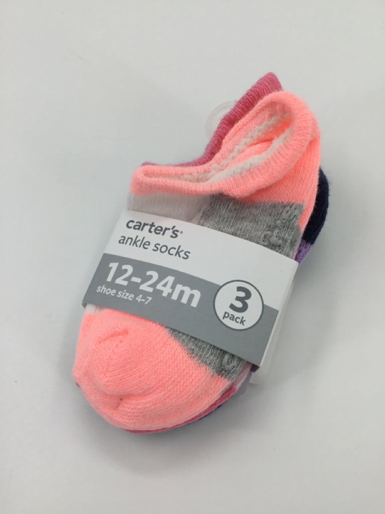Carter's Child Size 12-24 Months Pink Solid Socks - boys