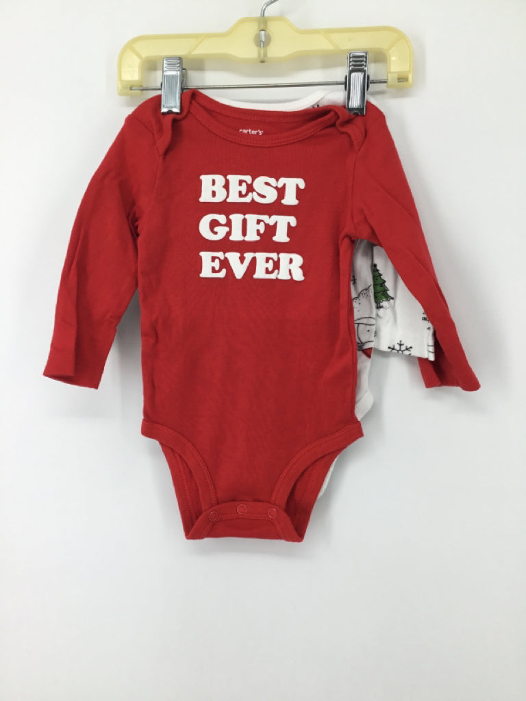 Carter's Child Size 6 Months Red Christmas Onesie Set of 2