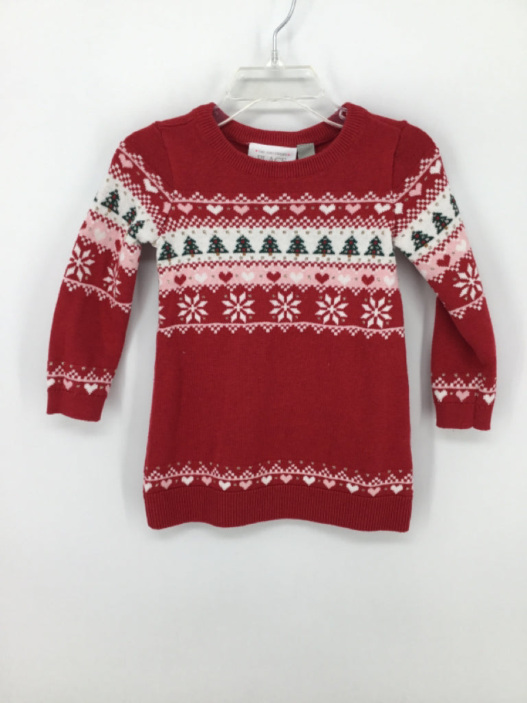 Childrens Place Child Size 12-18 Months Red Christmas Dress