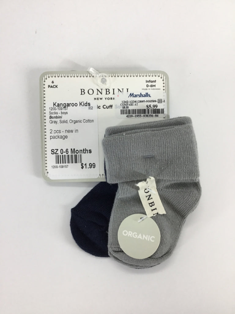 Bonbini Child Size 0-6 Months Gray Solid Socks - boys