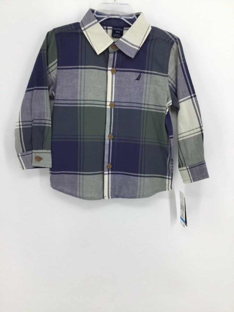 Nautica Child Size 24 Months Blue Plaid Shirt - boys