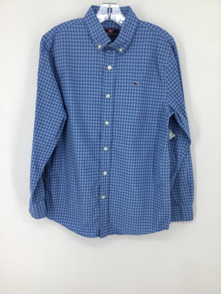vineyard vines Child Size 12 Blue Gingham Shirt - boys