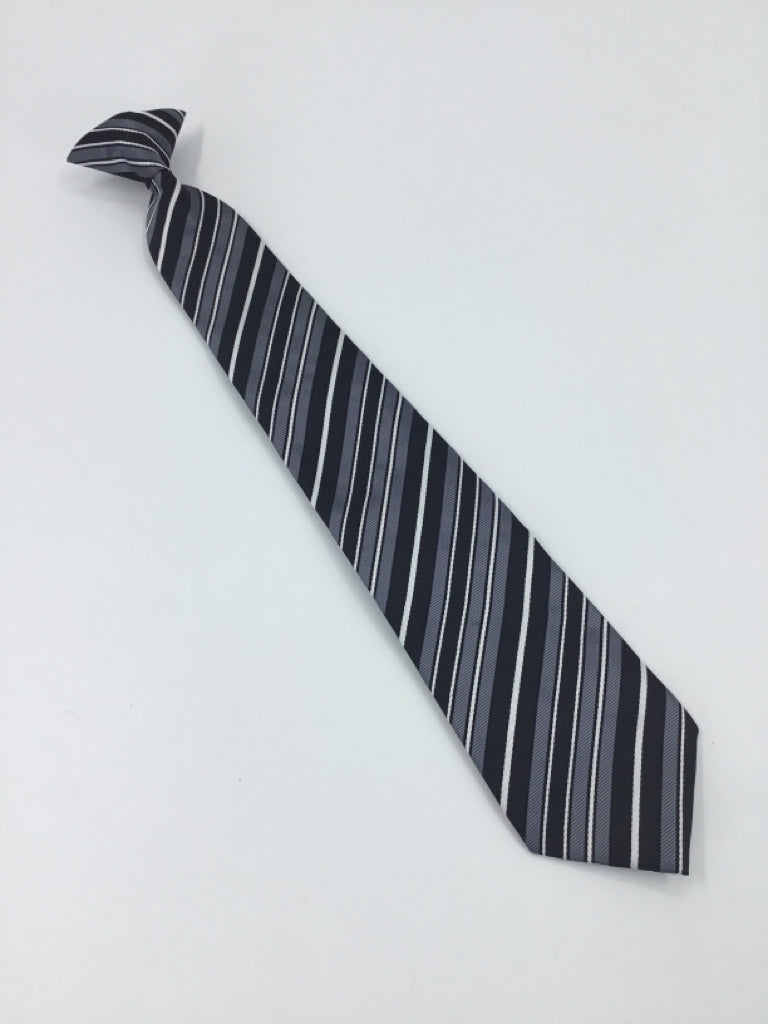 Child Size L Black Stripe Tie - clip on