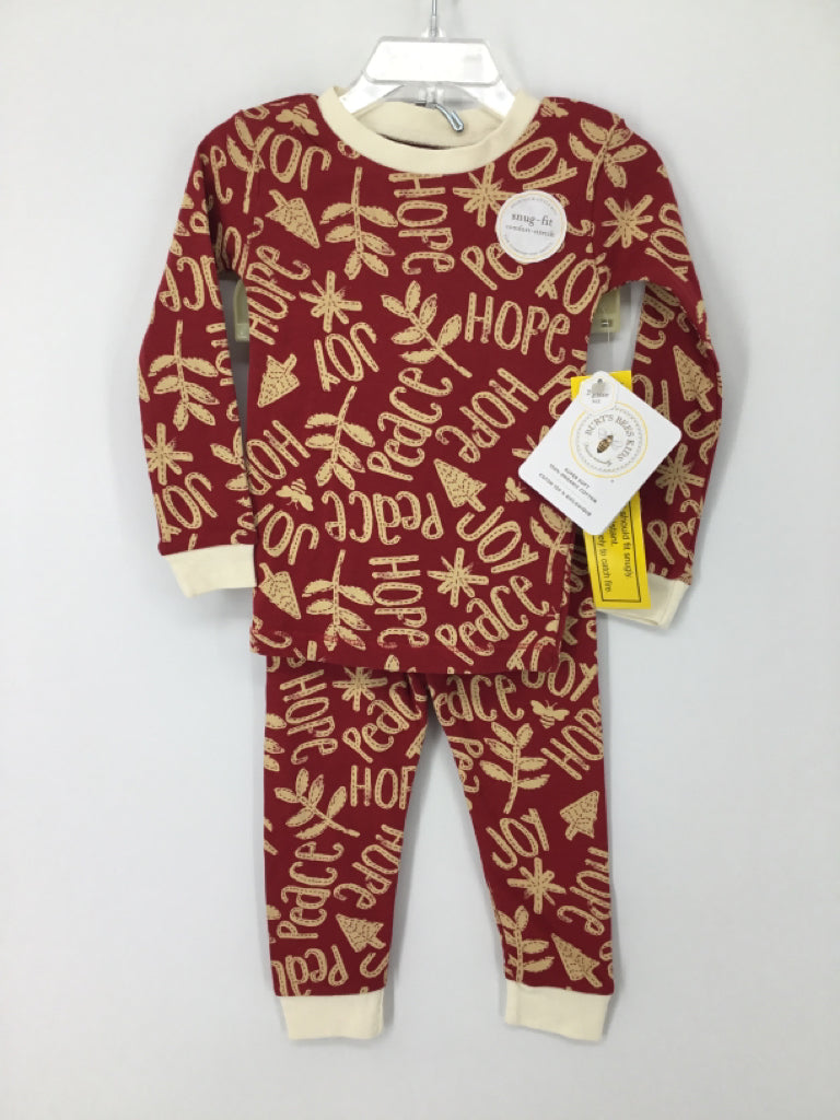 Burt's Bees Baby Child Size 2 Red Christmas Pajamas