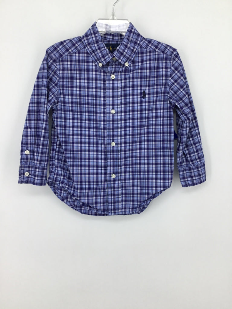 Ralph Lauren Child Size 2 Blue Plaid Shirt - boys