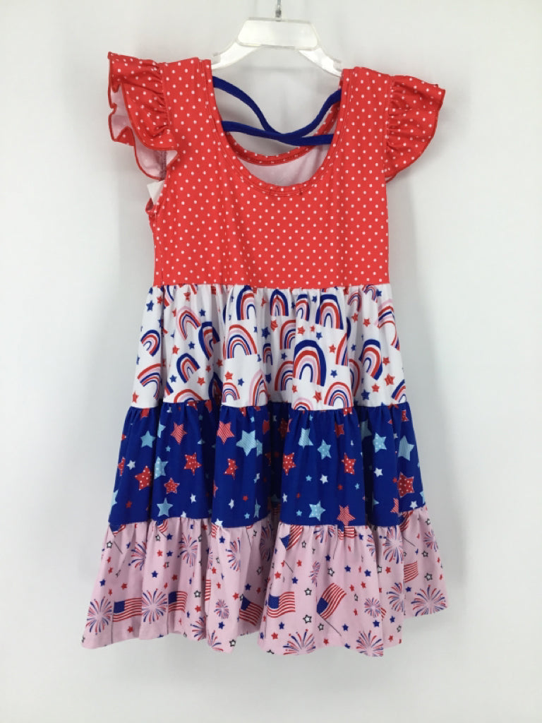 Foxtail Lilies Child Size 5 Red Stars & Stripes Dress