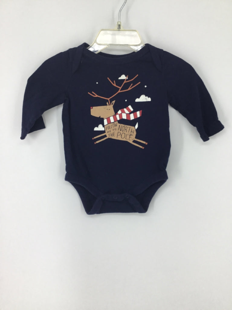 Baby Gap Child Size 0-3 Months Navy Christmas Onesie