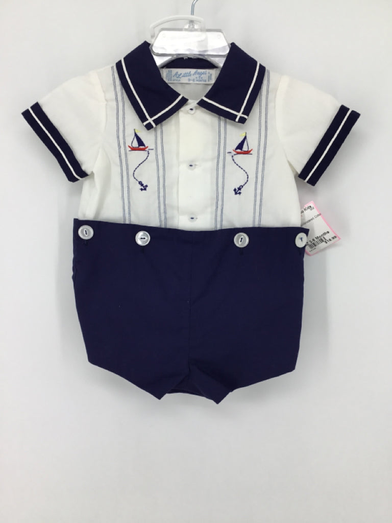 A Little Angel Child Size 3-6 Months Natural Embroidered Outfit - boys