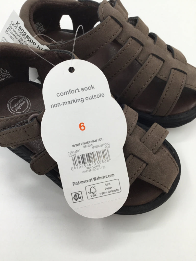 Wonder Nation Child Size 6 Toddler Brown Sandals/Flip Flops