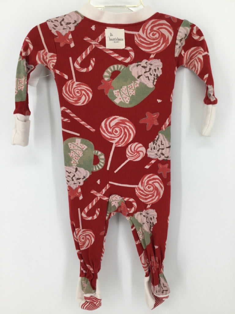 Burt's Bees Baby Child Size 0-3 Months Red Christmas Sleeper