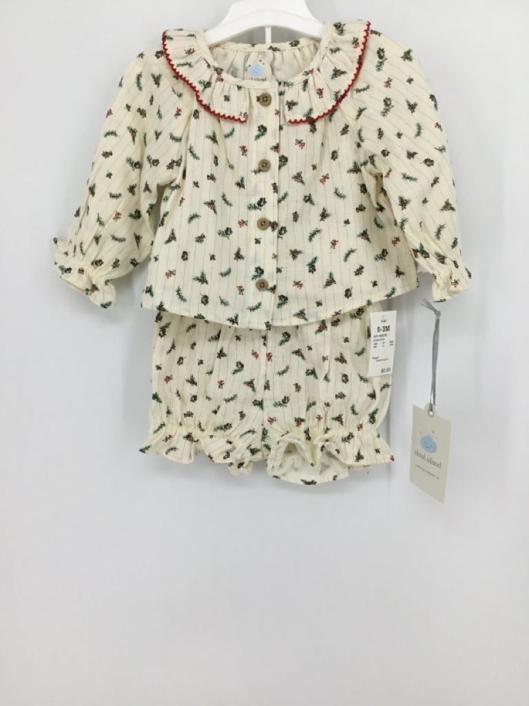 cloud island Child Size 0-3 Months Cream Christmas Pajamas