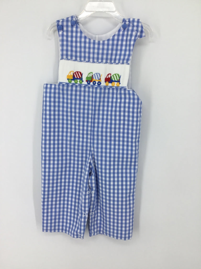 Stitchy Fish Child Size 18 Months Blue Gingham Outfit - boys