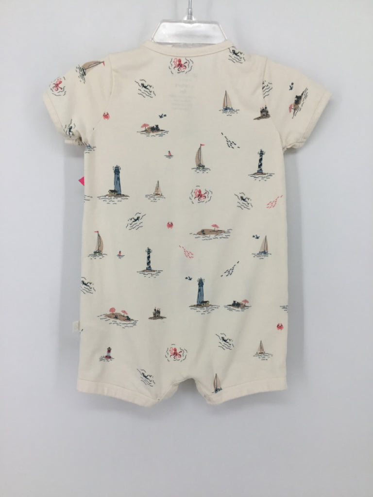 Little Planet Child Size 6 Months Cream Print Outfit - boys